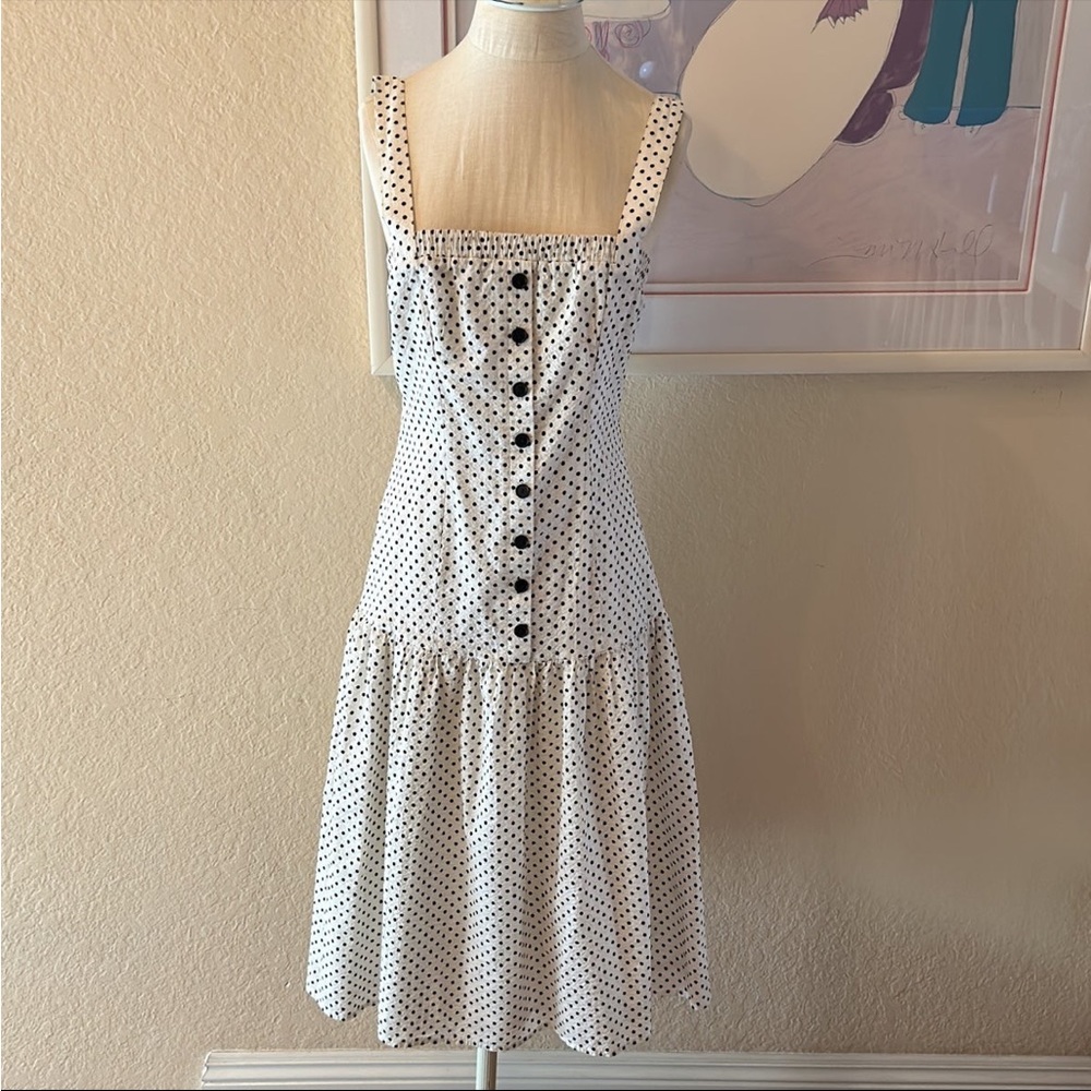 L’Academie Los Angeles Textured Cotton Square Neck Fit & Flare Midi Dress